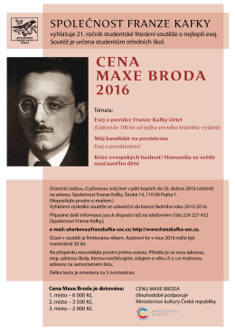 cena maxe broda 2016 - Společnost Franze Kafky