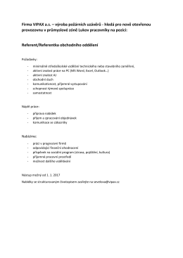 Firma VIPAX a.s. &ndash; v&yacute;roba pož&aacute;rn&iacute;ch uz&aacute;věrů - hled&aacute; pro