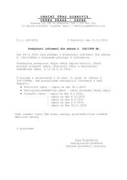 odpověď dle zákona č. 106/1999 Sb. na žádost ze dne 29.11.2016