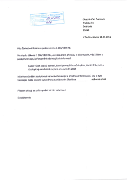 žádost dle zákona č. 106/1999 Sb. ze dne 29.11.2016