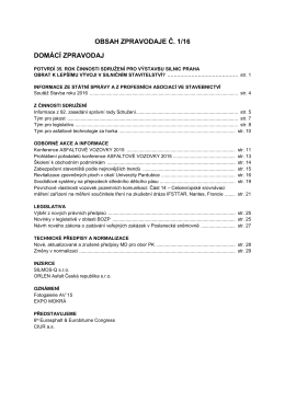 Obsah zpravodaje č. 1/2016 - Sdružení pro výstavbu silnic Praha