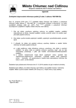 Zveřejněn&iacute; doprovodn&eacute; informace podle &sect; 5 odst. 3 z&aacute;kona č. 106