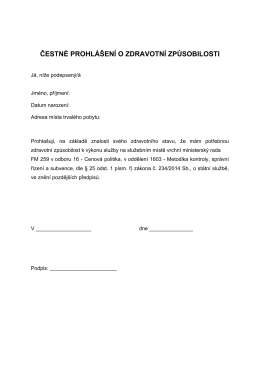 Čestné prohlášení o zdravotní způsobilosti PDF