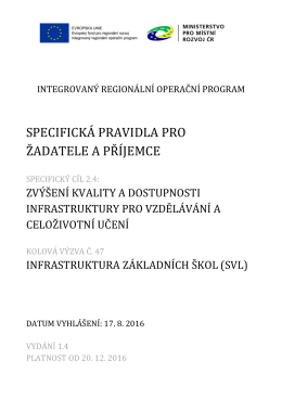 Specifick&aacute; pravidla pro žadatele a př&iacute;jemce_v&yacute;zva č.