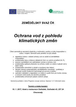 Ochrana vod z pohledu klimatických změn