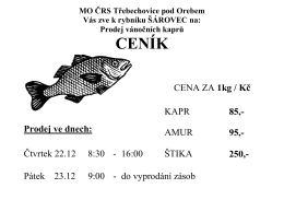 CENÍK - MO ČRS Třebechovice pod Orebem