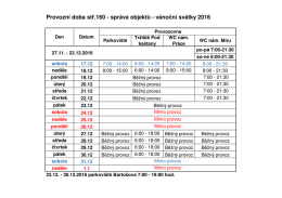 Vánoční provozní doba tržiště, parkovišť a WC