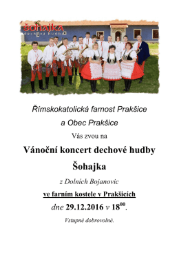 Vánoční koncert dechové hudby Šohajka z Dolních Bojanovic ve