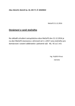 Cena stočn&eacute;ho pro rok 2017