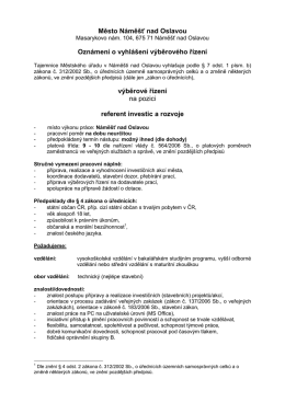 Výběrové řízení na pozici referent investic a rozvoje