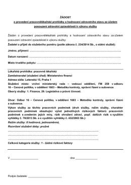 Žádost o pracovnělékařskou prohlídku PDF