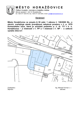 Oznámení - záměr pronajmutí nebytových prostor č.p. 1079