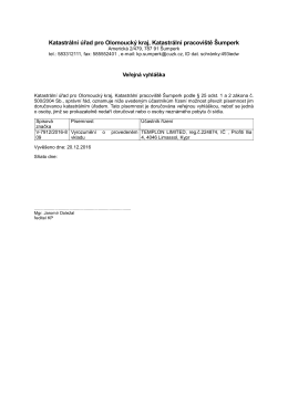 Veřejná vyhláška V-7912/2016-809 Vyrozumění o provedení vkladu