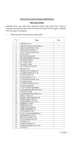 pengumuman seleksi administrasi jabatan tinggi pratama