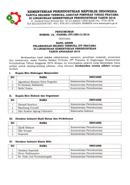 Hasil Akhir Pelaksanaan Seleksi