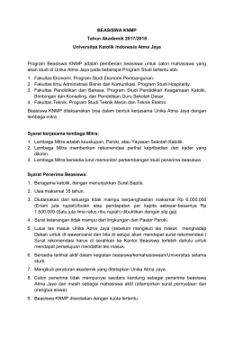 BEASISWA KNMP Tahun Akademik 2017/2018 Universitas Katolik