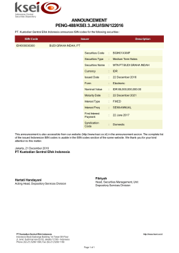 ANNOUNCEMENT PENG-488/KSEI.3.JKU/ISIN/122016