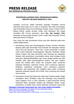 press release - BPK Perwakilan Provinsi Kalimantan Barat