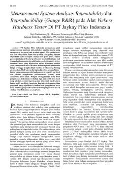 Measurement System Analysis Repeatability dan Reproducibility