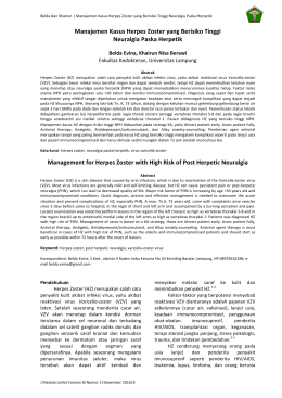 Manajemen Kasus Herpes Zoster yang BerisikoTinggi Neuralgia