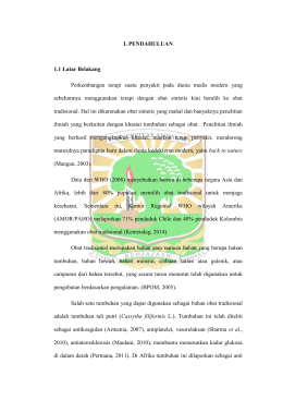 I. PENDAHULUAN 1.1 Latar Belakang Perkembangan terapi suatu