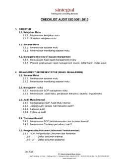 Checklist audit ISO 9001:2015