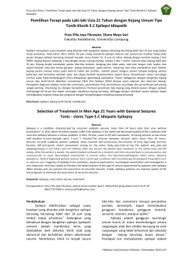 Pemilihan Terapi pada Laki-laki Usia 21 Tahun dengan Kejang