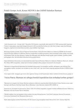 Peduli Gempa Aceh, Konas MENWA dan IARMI