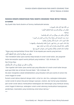 rahasia kenapa kebanyakan para wanita sekarang tidak betah tinggal