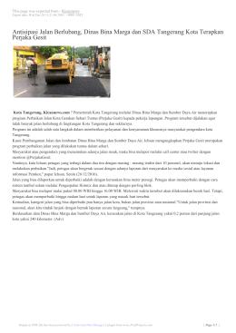 Antisipasi Jalan Berlubang, Dinas Bina Marga dan