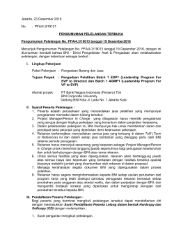 Jakarta, 23 Desember 2016 No. : PFA/4.3/19121 PENGUMUMAN