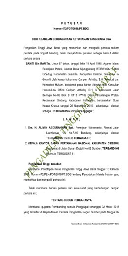 P  U  T  U  S  A  N Nomor.472/PDT/2016/PT.BDG. DEMI KEADILAN