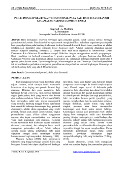 PRE-ELIMINASI PARASIT GASTROINTESTINAL PADA BABI DARI