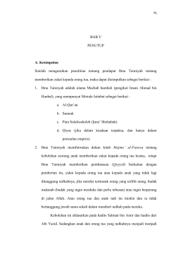 BAB V PENUTUP A. Kesimpulan Setelah menguraikan penelitian