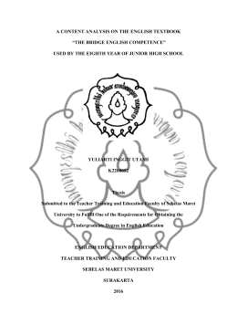 A CONTENT ANALYSIS ON THE ENGLISH TEXTBOOK “THE