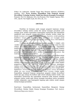 Surabaya. 2016. Peran Struktur Kepemilikan Pada Pengar