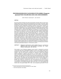 PERFORMANSI BIOLOGIS CALON INDUK PATIN JAMBAL