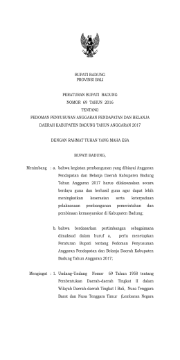 bupati badung provinsi bali peraturan bupati badung nomor 69