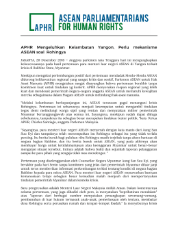 APHR Mengeluhkan Kelambatan Yangon, Perlu mekanisme