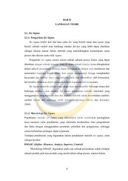 8 BAB II LANDASAN TEORI 2.1. Six Sigma 2.1.1. Pengertian Six