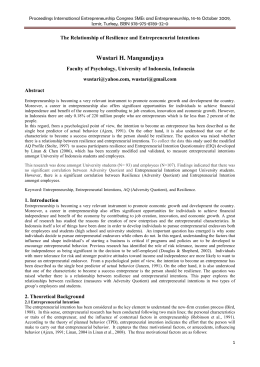 The Relationship of Resilience and Entrepreneurial Intentions (PDF