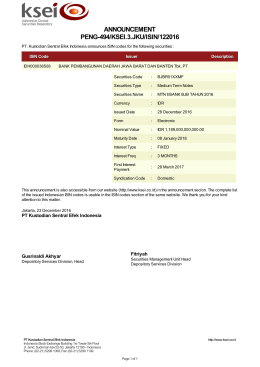 ANNOUNCEMENT PENG-494/KSEI.3.JKU/ISIN/122016