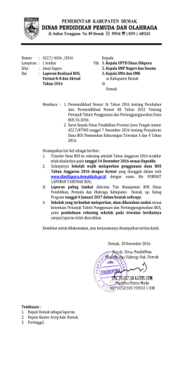 surat tagihan laporan bos 2016 - dinas pendidikan