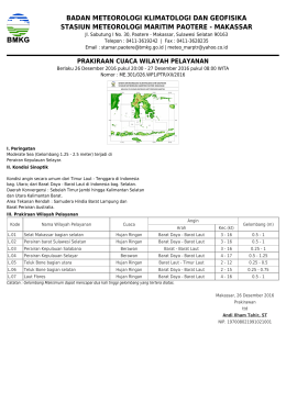 Prakiraan Cuaca Wilayah Pelayanan - Maritim