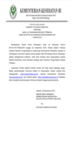 Hasil Uji Wawasan Seleksi Terbuka Jabatan Staf Ahli Bid Hukum