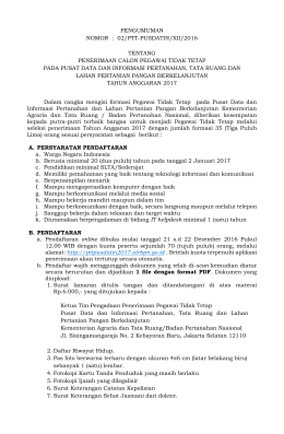 pengumuman nomor : 02/ptt-pusdatin/xii/2016 tentang penerimaan