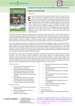 Auditor Energi untuk Sertifikasi Kompetensi