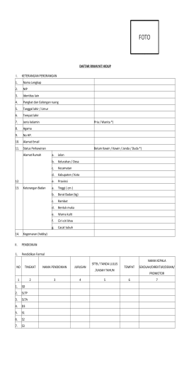 DAFTAR RIWAYAT HIDUP I. KETERANGAN PERORANGAN 1
