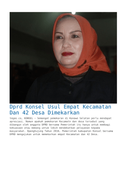 DPRD Konsel Usul Empat Kecamatan dan 42 Desa