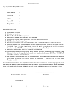 SURAT PERNYATAAN Saya yang bertanda tangan di bawah ini